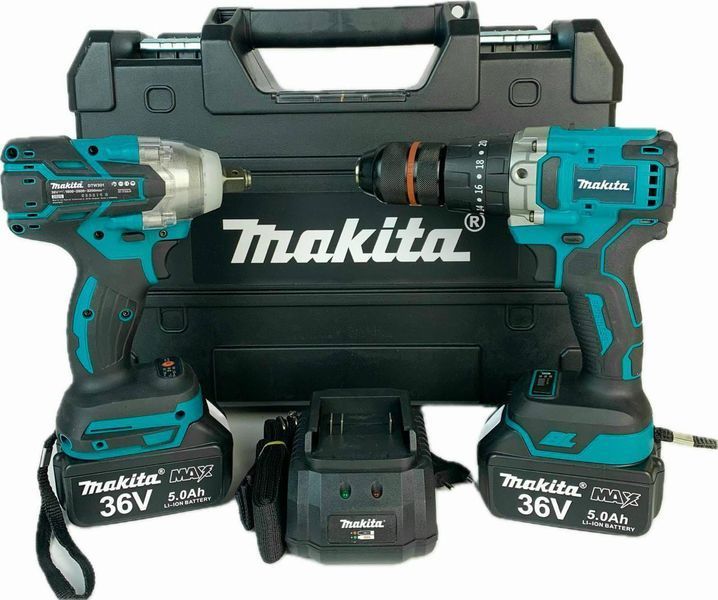 Набір аккумуляторного інструменту Makita 2в1 (36V, 5AH) безщітковий, Шуруповерт Makita DTW 485 + гайковерт Makita DTW 301 2791806359 фото
